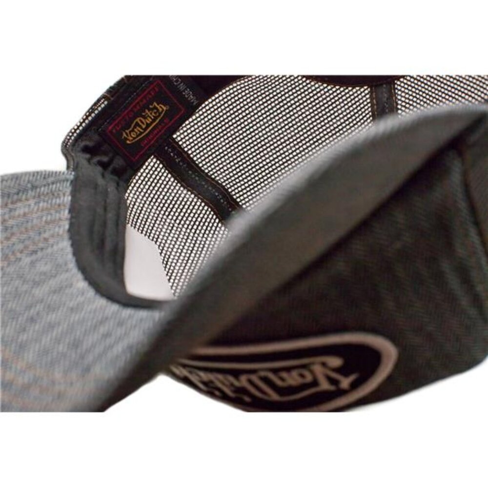 Y2K Authentic Vintage Von Dutch Originals Herringbone/Black Mesh Trucker Cap - Picture 3 of 3